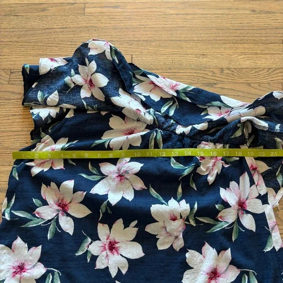 Lulus Navy Blue Floral One Shoulder Ruffle Mini Dress XL Tropical Summer Boho - Picture 5 of 8